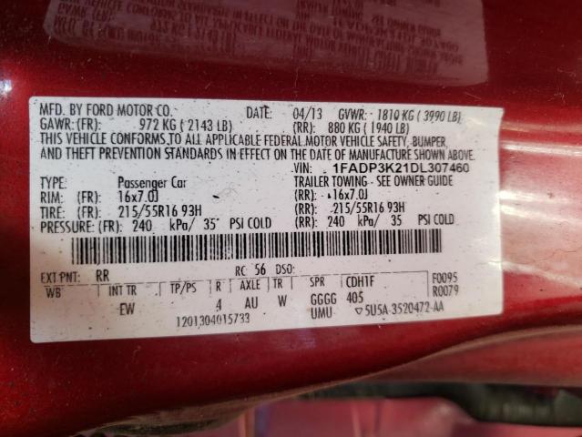 Photo 10 from auction – 2013 FORD FOCUS SE with VIN 1FADP3K21DL307460