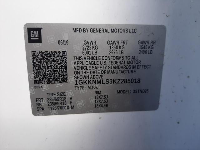 Photo 10 from auction – 2019 GMC ACADIA SLT with VIN 1GKKNMLS3KZ285018