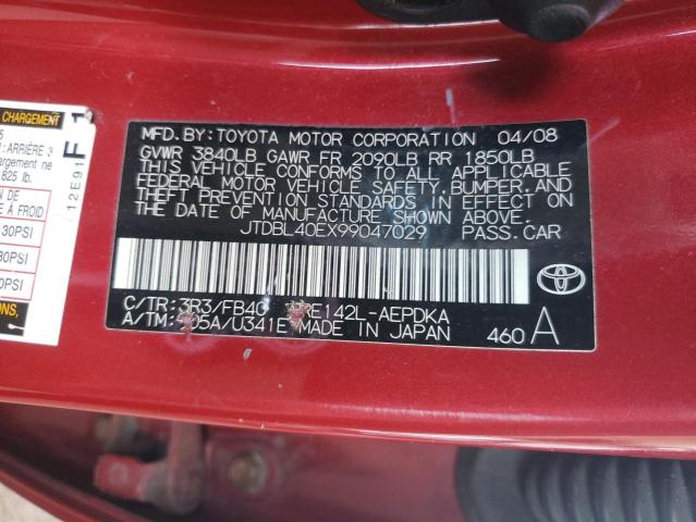 Photo 10 from auction – 2009 TOYOTA COROLLA BA with VIN JTDBL40EX99047029