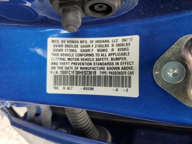 Photo 10 from auction – 2017 HONDA CIVIC EX with VIN 19XFC1F38HE023618