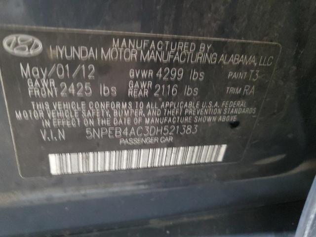 Photo 10 from auction – 2013 HYUNDAI SONATA GLS with VIN 5NPEB4AC3DH521383