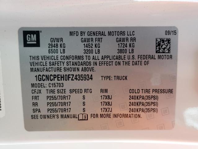 Photo 10 from auction – 2015 CHEVROLET SILVERADO with VIN 1GCNCPEH0FZ435934