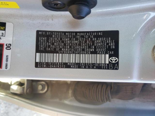 Photo 10 from auction – 2017 TOYOTA COROLLA L with VIN 5YFBURHE2HP589636