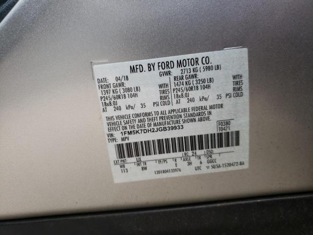 Photo 10 from auction – 2018 FORD EXPLORER X with VIN 1FM5K7DH2JGB39933