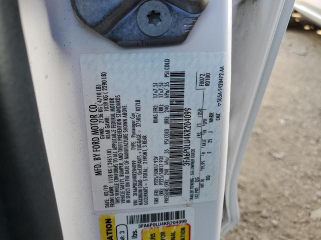 Photo 10 from auction – 2019 FORD FUSION SE with VIN 3FA6P0LU4KR204099