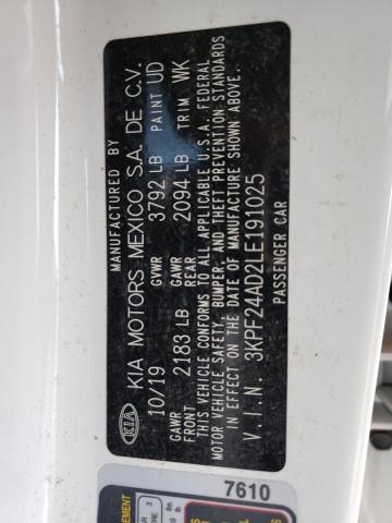 Photo 10 from auction – 2020 KIA FORTE FE with VIN 3KPF24AD2LE191025