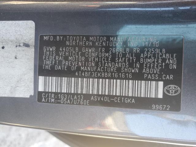 Photo 10 from auction – 2011 TOYOTA CAMRY BASE with VIN 4T4BF3EK8BR161616