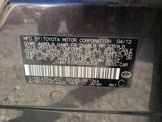 Photo 10 from auction – 2012 LEXUS ES 350 with VIN JTHBK1EG9C2508358