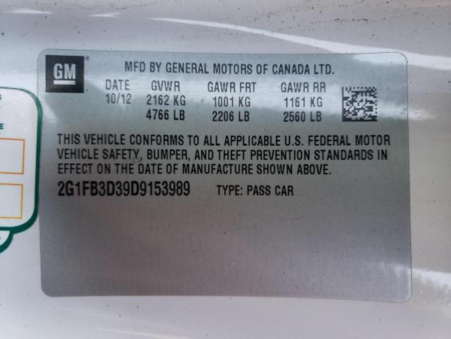 Photo 10 from auction – 2013 CHEVROLET CAMARO LT with VIN 2G1FB3D39D9153989