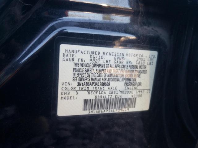 Photo 10 from auction – 2010 NISSAN SENTRA 2.0 with VIN 3N1AB6AP3AL709669