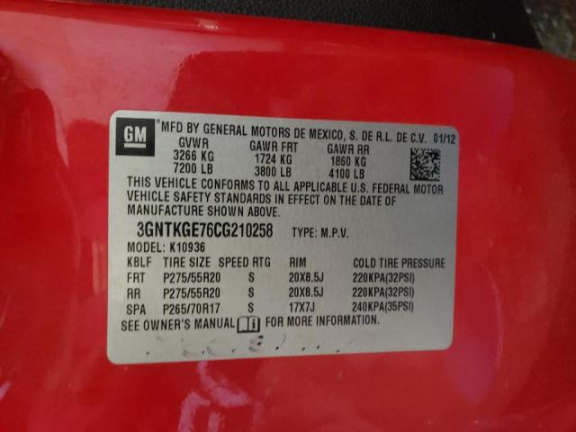 Photo 10 from auction – 2012 CHEVROLET AVALANCHE with VIN 3GNTKGE76CG210258