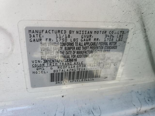 Photo 10 from auction – 2019 NISSAN VERSA S with VIN 3N1CN7AP4KL836616