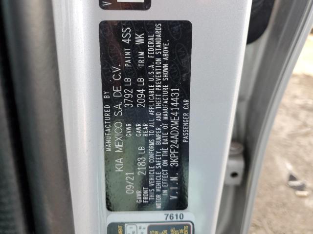 Photo 10 from auction – 2021 KIA FORTE FE with VIN 3KPF24ADXME414431