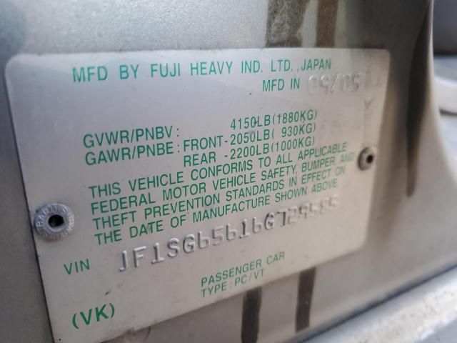 Photo 10 from auction – 2006 SUBARU FORESTER 2 with VIN JF1SG65616G729585