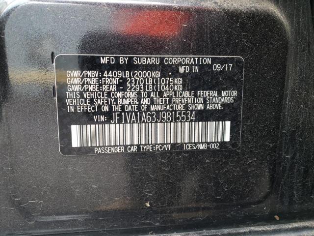 Photo 10 from auction – 2018 SUBARU WRX with VIN JF1VA1A63J9815534