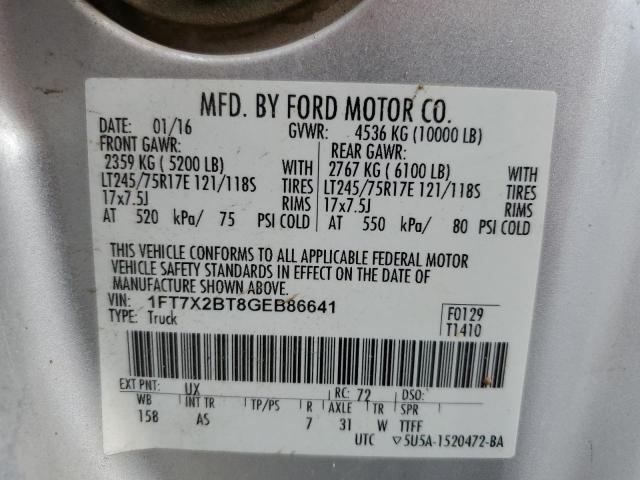 Photo 10 from auction – 2016 FORD F250 SUPER with VIN 1FT7X2BT8GEB86641
