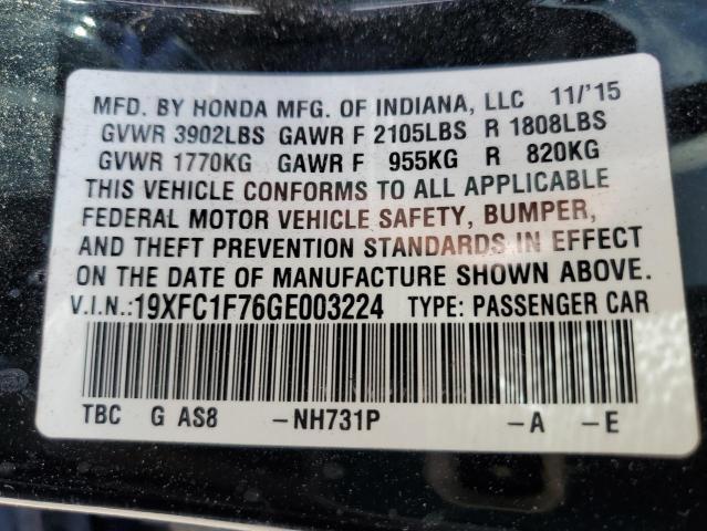 Photo 10 from auction – 2016 HONDA CIVIC EXL with VIN 19XFC1F76GE003224