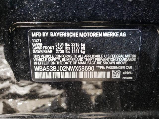 Photo 10 from auction – 2022 BMW 540 I with VIN WBA53BJ02NWX58690