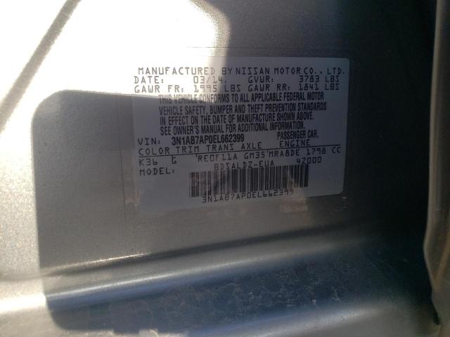 Photo 10 from auction – 2014 NISSAN SENTRA S with VIN 3N1AB7AP0EL662399