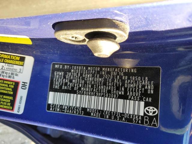 Photo 10 from auction – 2017 TOYOTA COROLLA L with VIN 5YFBURHE9HP583087