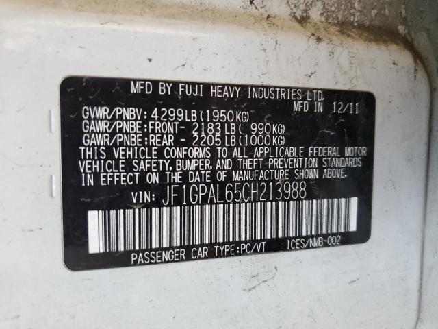 Photo 10 from auction – 2012 SUBARU IMPREZA SP with VIN JF1GPAL65CH213988