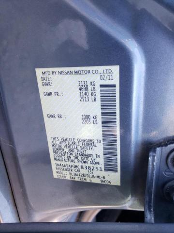 Photo 10 from auction – 2011 NISSAN MAXIMA S with VIN 1N4AA5AP3BC838251