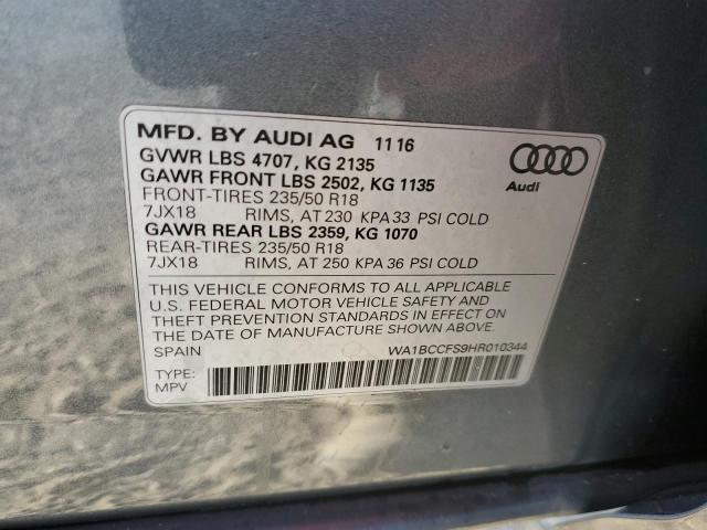 Photo 10 from auction – 2017 AUDI Q3 PREMIUM with VIN WA1BCCFS9HR010344