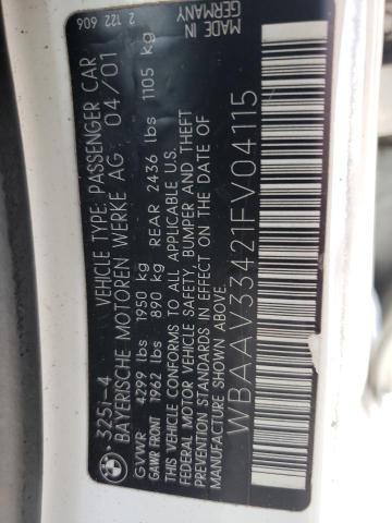 Photo 10 from auction – 2001 BMW 325 I with VIN WBAAV33421FV04115
