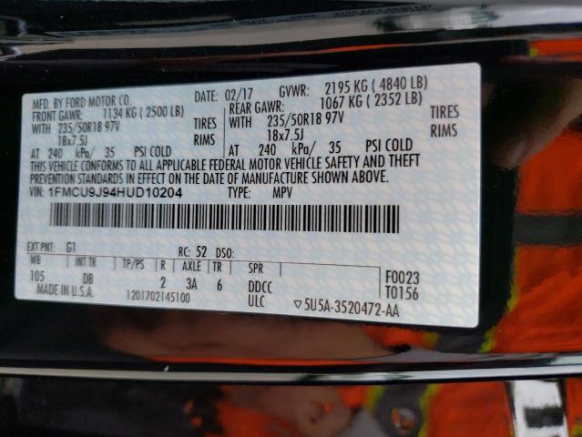 Photo 13 from auction – 2017 FORD ESCAPE TIT with VIN 1FMCU9J94HUD10204
