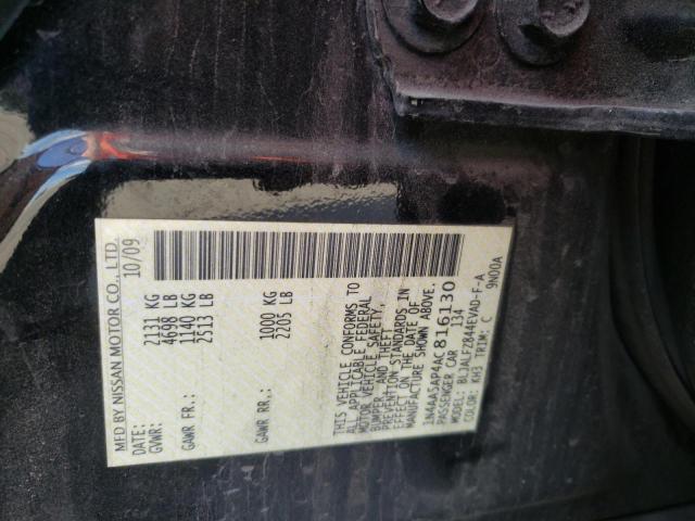 Photo 10 from auction – 2010 NISSAN MAXIMA S with VIN 1N4AA5AP4AC816130