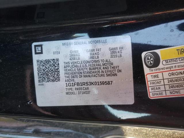 Photo 10 from auction – 2019 CHEVROLET CAMARO LS with VIN 1G1FB1RS3K0159587