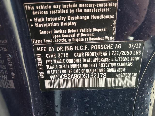 Photo 10 from auction – 2013 PORSCHE BOXSTER S with VIN WP0CB2A86DS132178