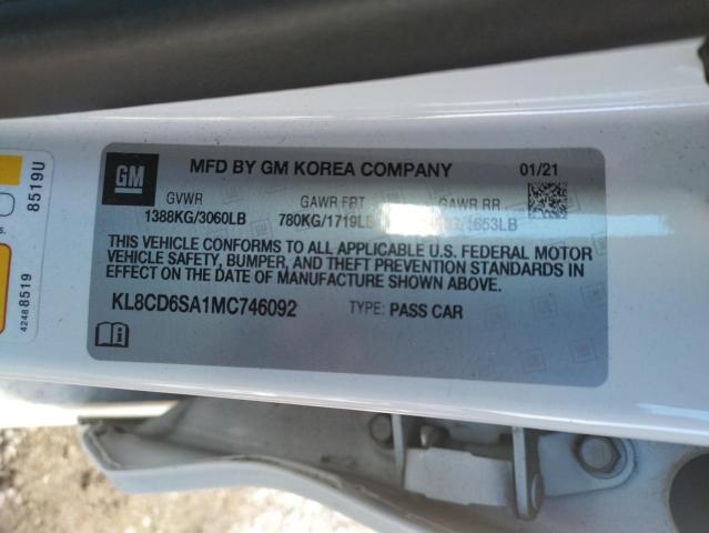 Photo 10 from auction – 2021 CHEVROLET SPARK 1LT with VIN KL8CD6SA1MC746092