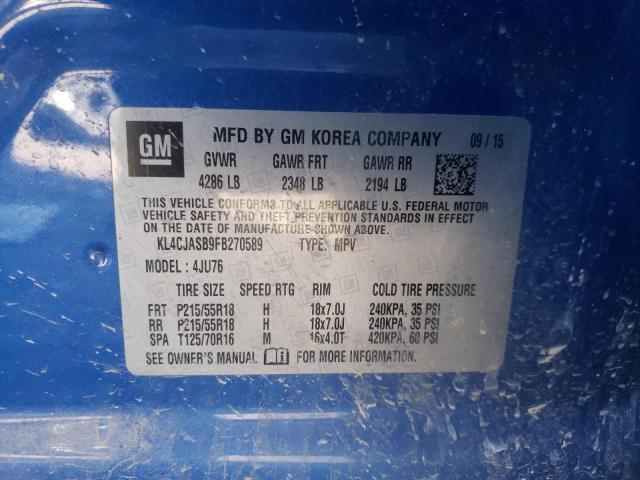Photo 10 from auction – 2015 BUICK ENCORE with VIN KL4CJASB9FB270589