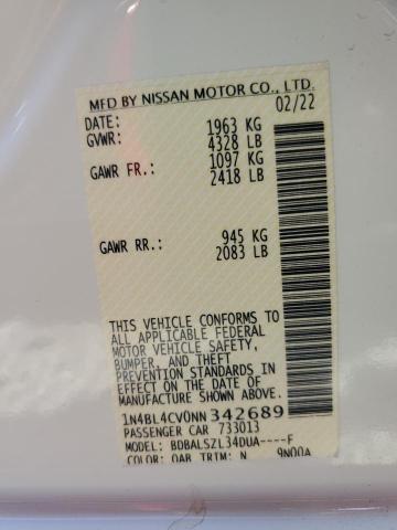 Photo 10 from auction – 2022 NISSAN ALTIMA SR with VIN 1N4BL4CV0NN342689
