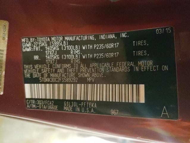Photo 10 from auction – 2015 TOYOTA SIENNA LE with VIN 5TDKK3DC2FS589292