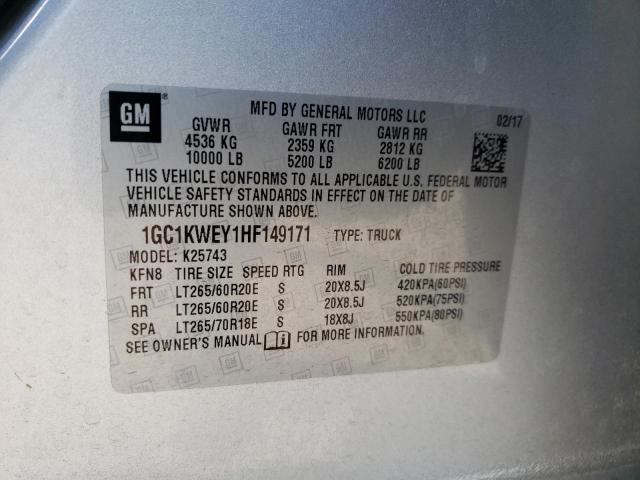 Photo 10 from auction – 2017 CHEVROLET 2500 HD with VIN 1GC1KWEY1HF149171