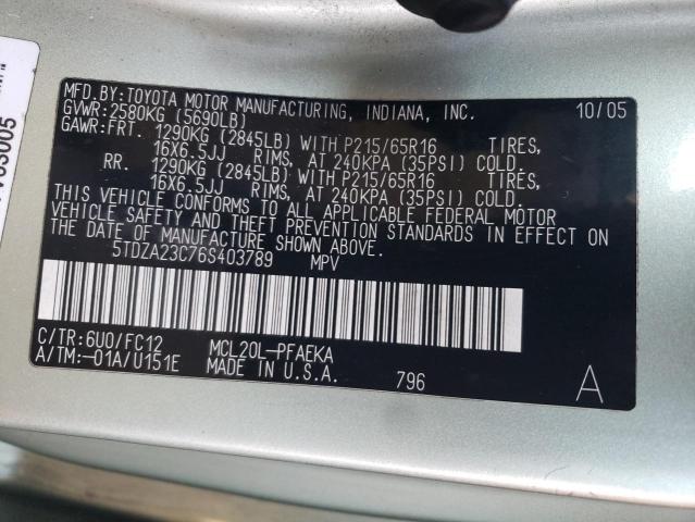 Photo 10 from auction – 2006 TOYOTA SIENNA CE with VIN 5TDZA23C76S403789