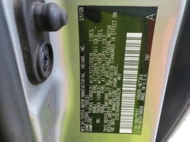 Photo 10 from auction – 2008 TOYOTA SEQUOIA SR with VIN 5TDZY64A08S003236