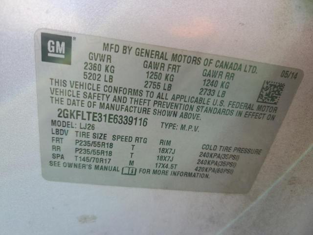 Photo 10 from auction – 2014 GMC TERRAIN SL with VIN 2GKFLTE31E6339116