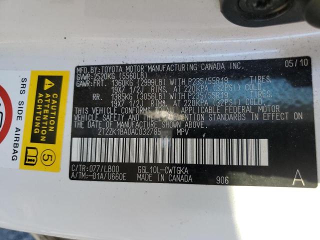 Photo 10 from auction – 2010 LEXUS RX 350 with VIN 2T2ZK1BA0AC032785