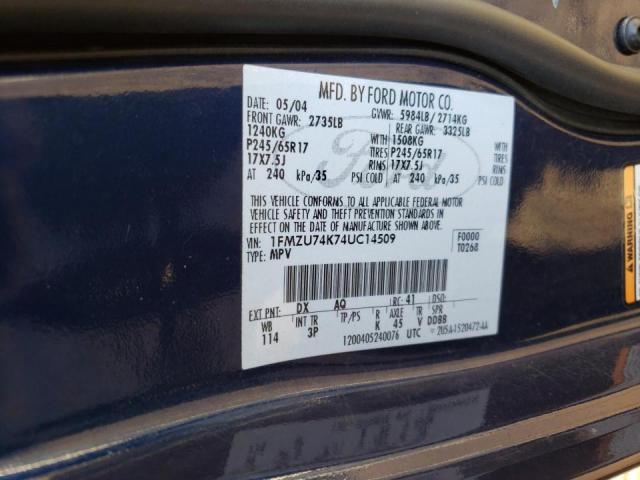 Photo 10 from auction – 2004 FORD EXPLORER E with VIN 1FMZU74K74UC14509