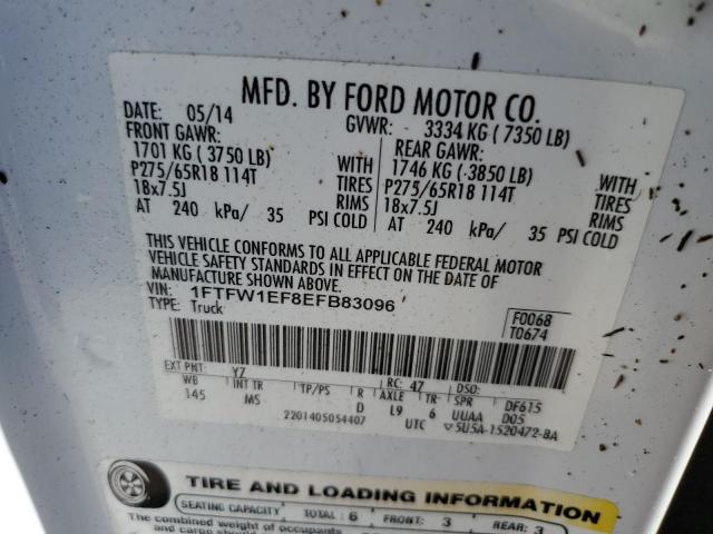 Foto 10 de la subasta – 2014 FORD F150 SUPER con VIN 1FTFW1EF8EFB83096