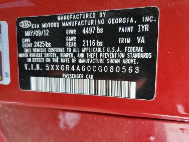 Photo 10 from auction – 2012 KIA OPTIMA SX with VIN 5XXGR4A60CG080563