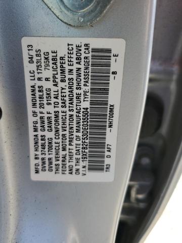 Photo 10 from auction – 2013 HONDA CIVIC LX with VIN 19XFB2F53DE035504