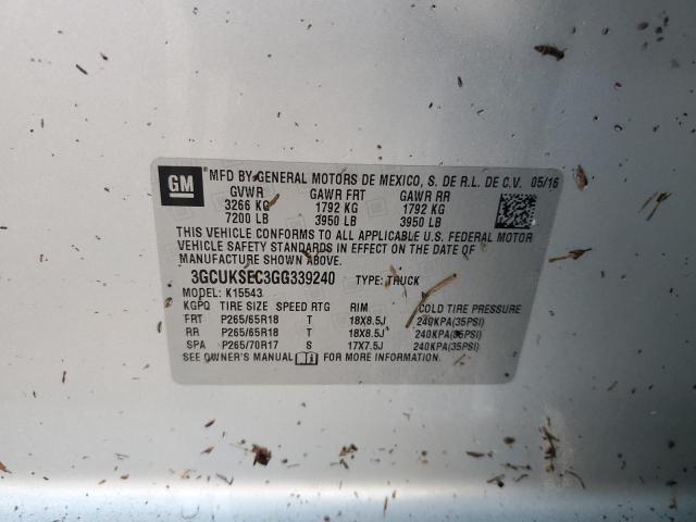 Photo 10 from auction – 2016 CHEVROLET SILVERADO with VIN 3GCUKSEC3GG339240