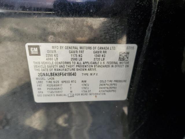 Photo 10 from auction – 2015 CHEVROLET EQUINOX LT with VIN 2GNALBEK8F6418640