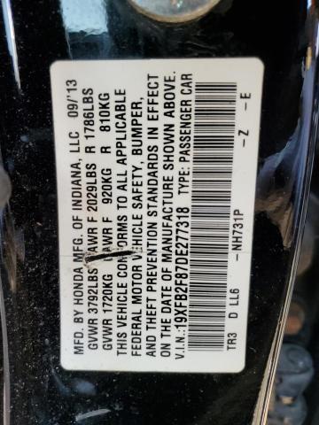 Photo 10 from auction – 2013 HONDA CIVIC EX with VIN 19XFB2F87DE277318