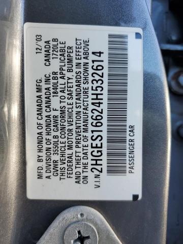 Photo 10 from auction – 2004 HONDA CIVIC LX with VIN 2HGES16624H532614
