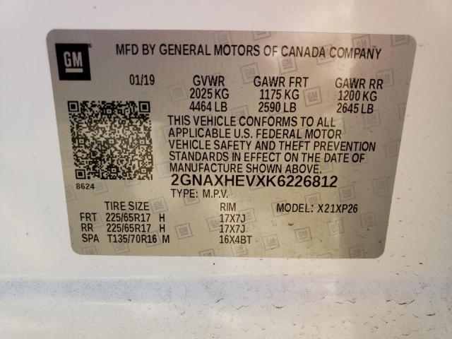 Photo 10 from auction – 2019 CHEVROLET EQUINOX LS with VIN 2GNAXHEVXK6226812